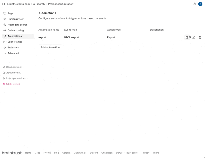 Automation status